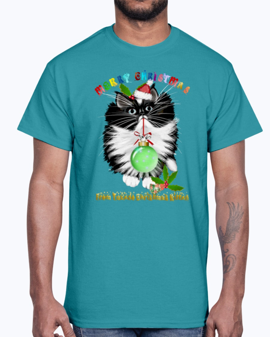 Men's Gildan Ultra Cotton T-Shirt A Tuxedo Kitten Christmas (Mens)