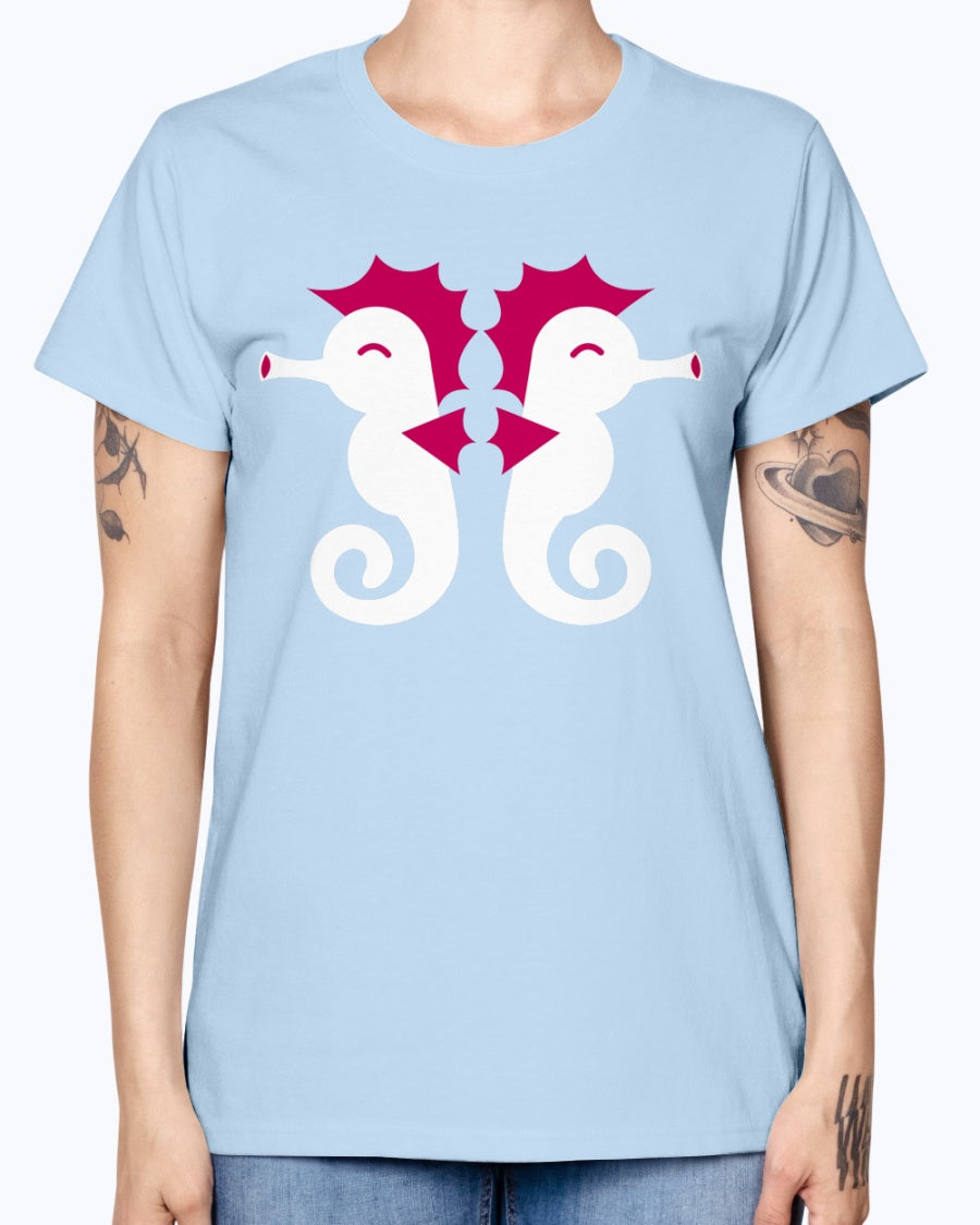 Gildan Ladies Missy T-Shirt Double cute little seahorses
