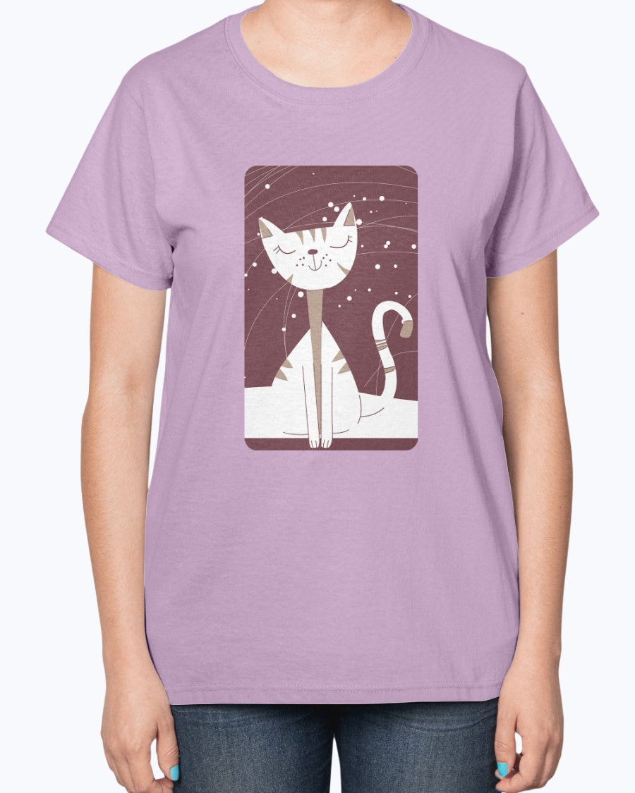 Gildan 2000L Ultra Cotton Ladies T-Shirt 14 colors Light Happy cat, design-2055