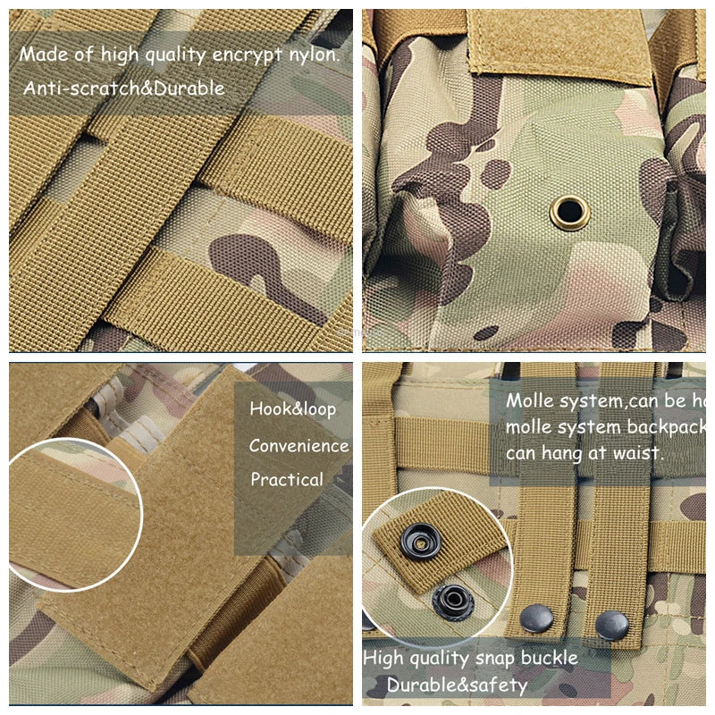 Military Tactical MOLLE Triple Magazine Pouches Triple Army Shooting Mag Pouch Wargame Paintball Pouch Equipment for M14 Ak47