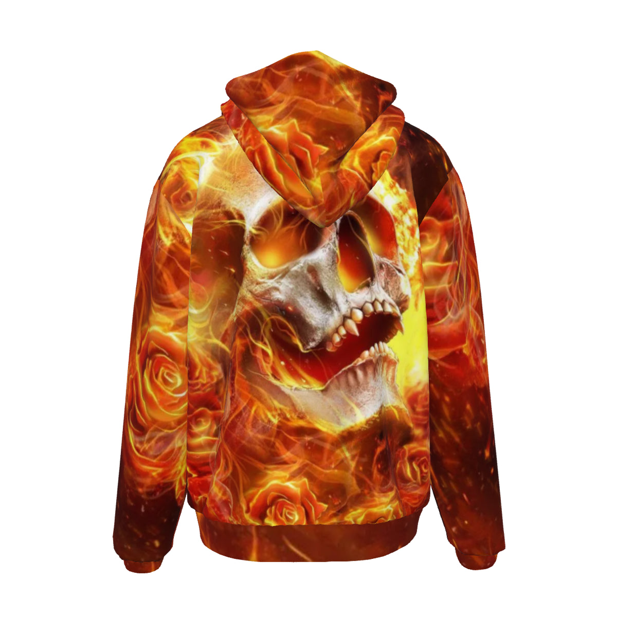 All-Over Print Unisex Heavy Fleece Zip Up Hoodie Scalp on Fire