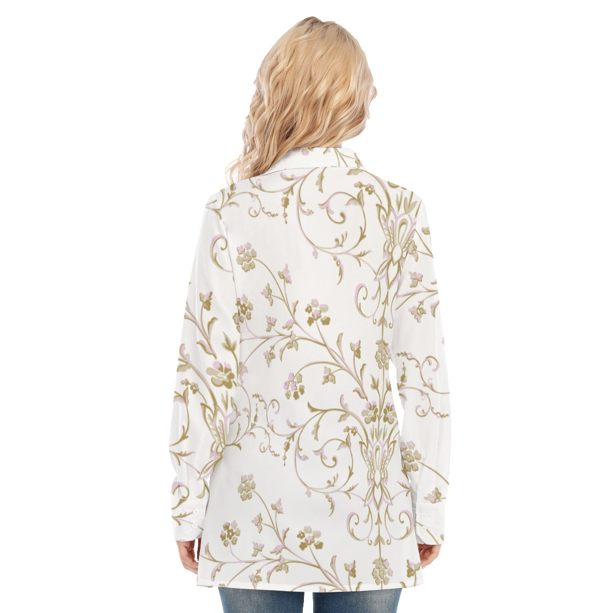 3R9FP All-Over Print Women's Long Shirt |115GSM  98% Cotton and 2% spandex