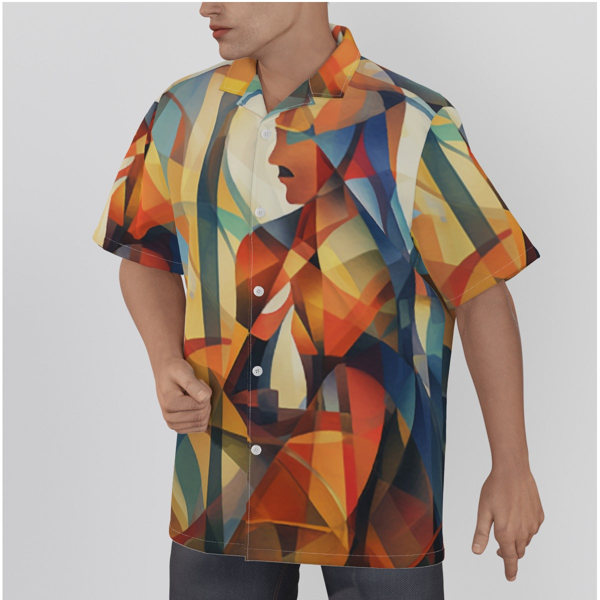 3QYNJ All-Over Print Men's Hawaiian Shirt With Button Closure |115GSM Cotton poplin