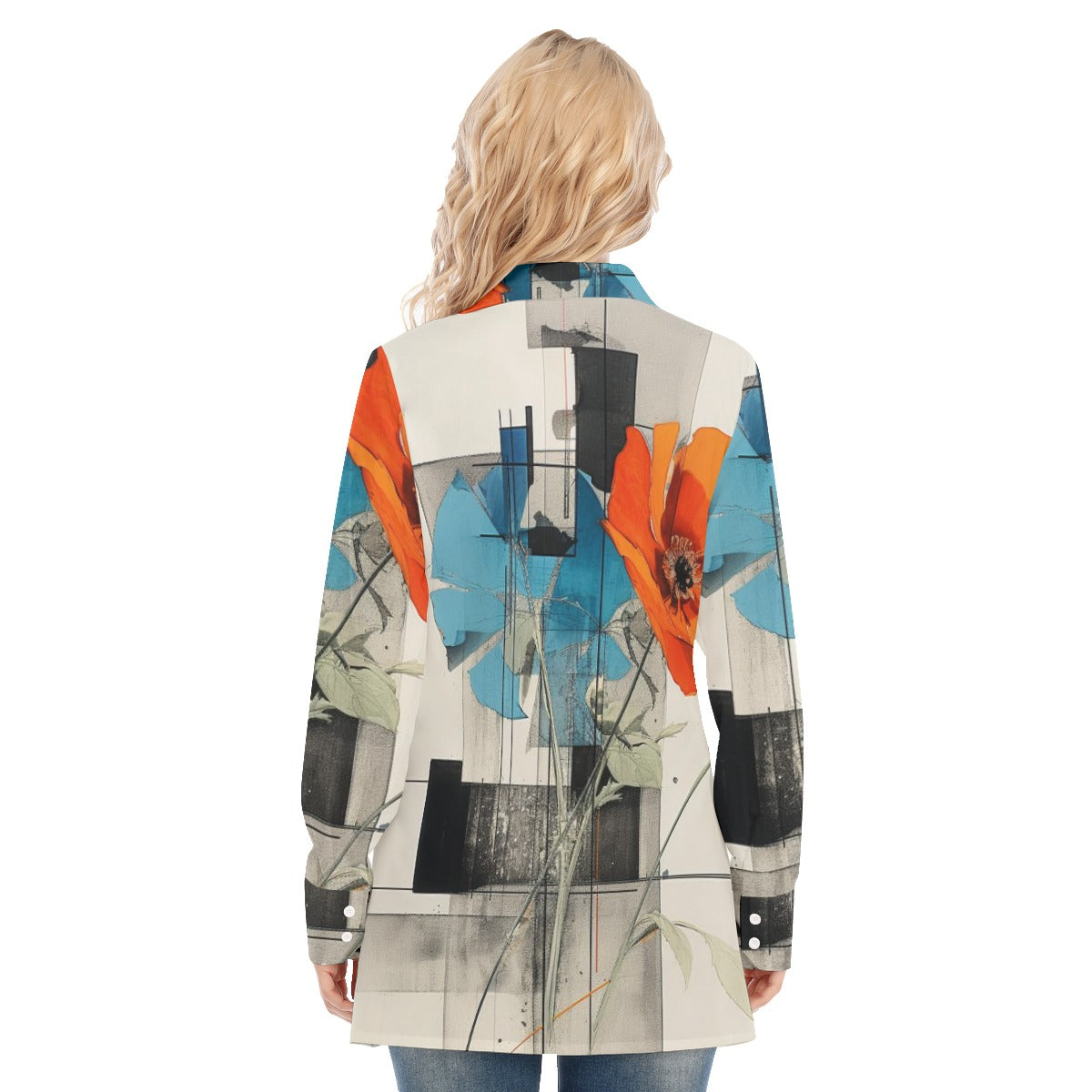 3R9GG All-Over Print Women's Long Shirt |115GSM 98% Cotton and 2% spandex