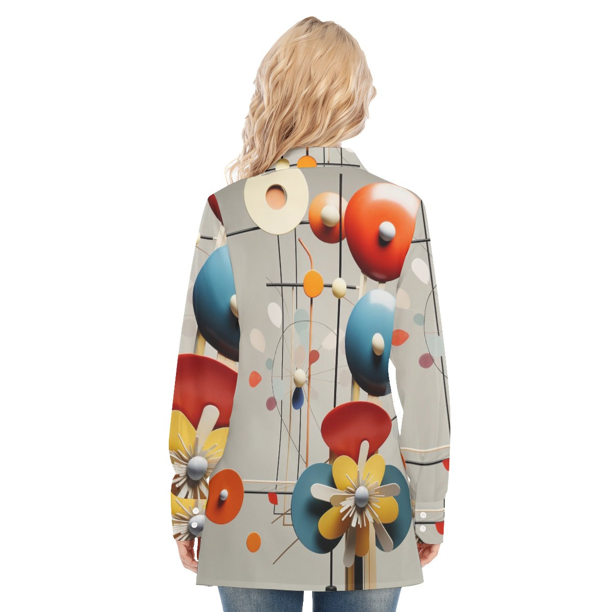 3R9GD All-Over Print Women's Long Shirt |115GSM 98% Cotton and 2% spandex