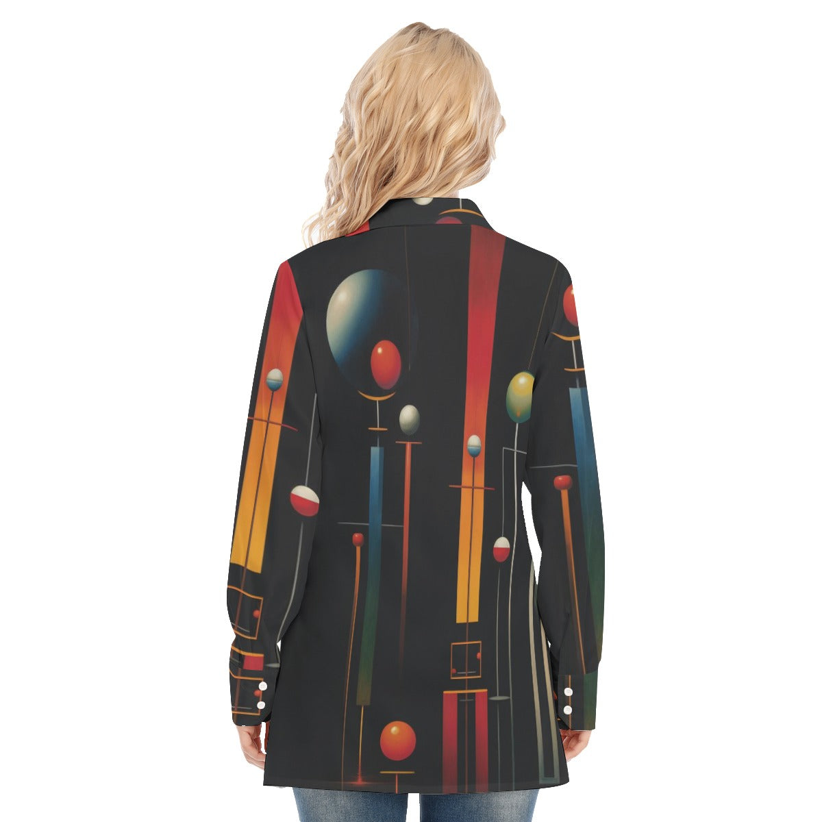 3R9G6 All-Over Print Women's Long Shirt |115GSM 98% Cotton and 2% spandex
