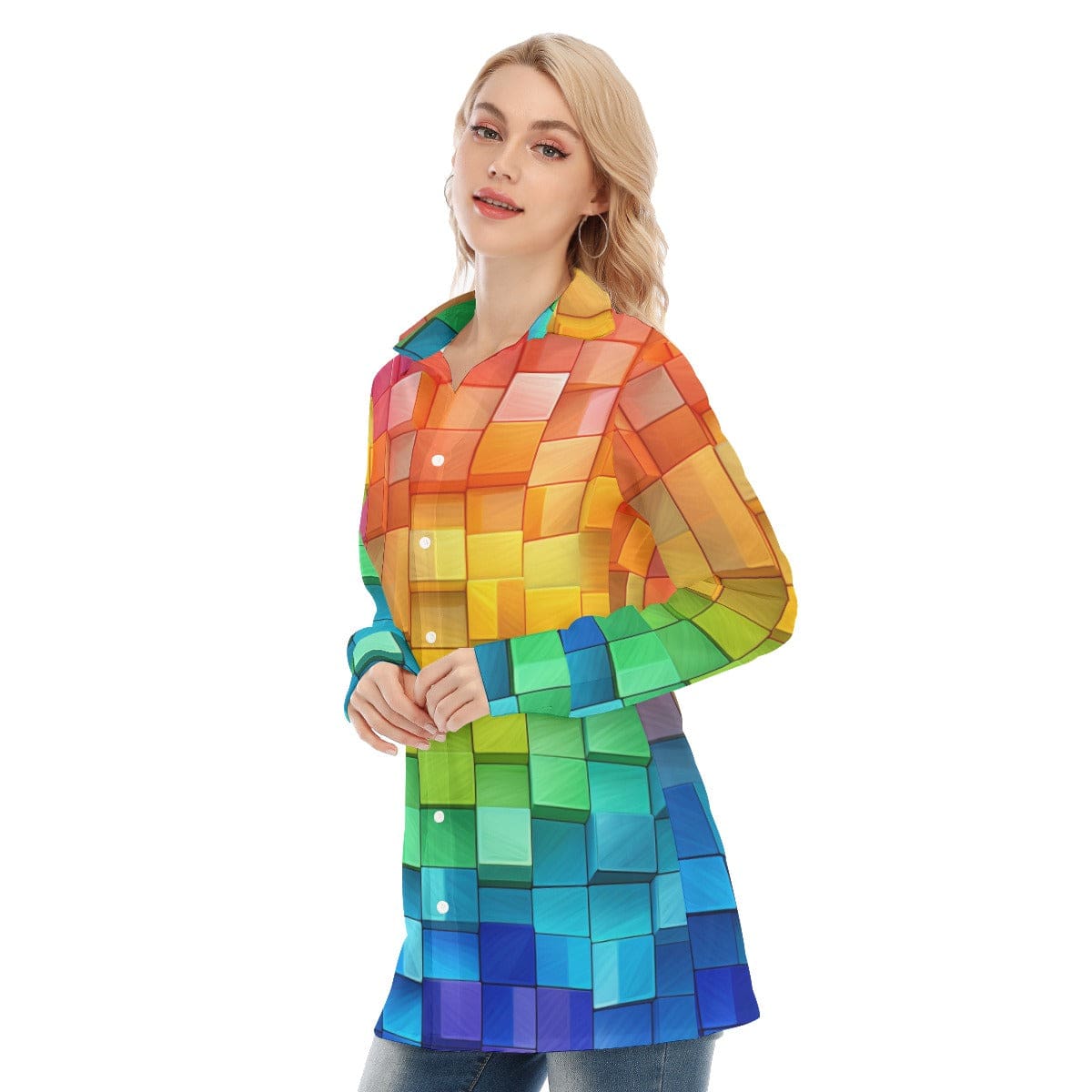 3R9EN All-Over Print Women's Long Shirt |115GSM 98% Cotton and 2% spandex