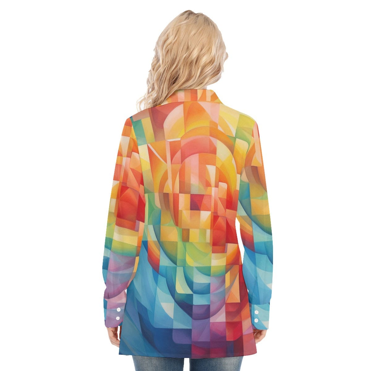 3R9EQ All-Over Print Women's Long Shirt |115GSM98% Cotton and 2% spandex