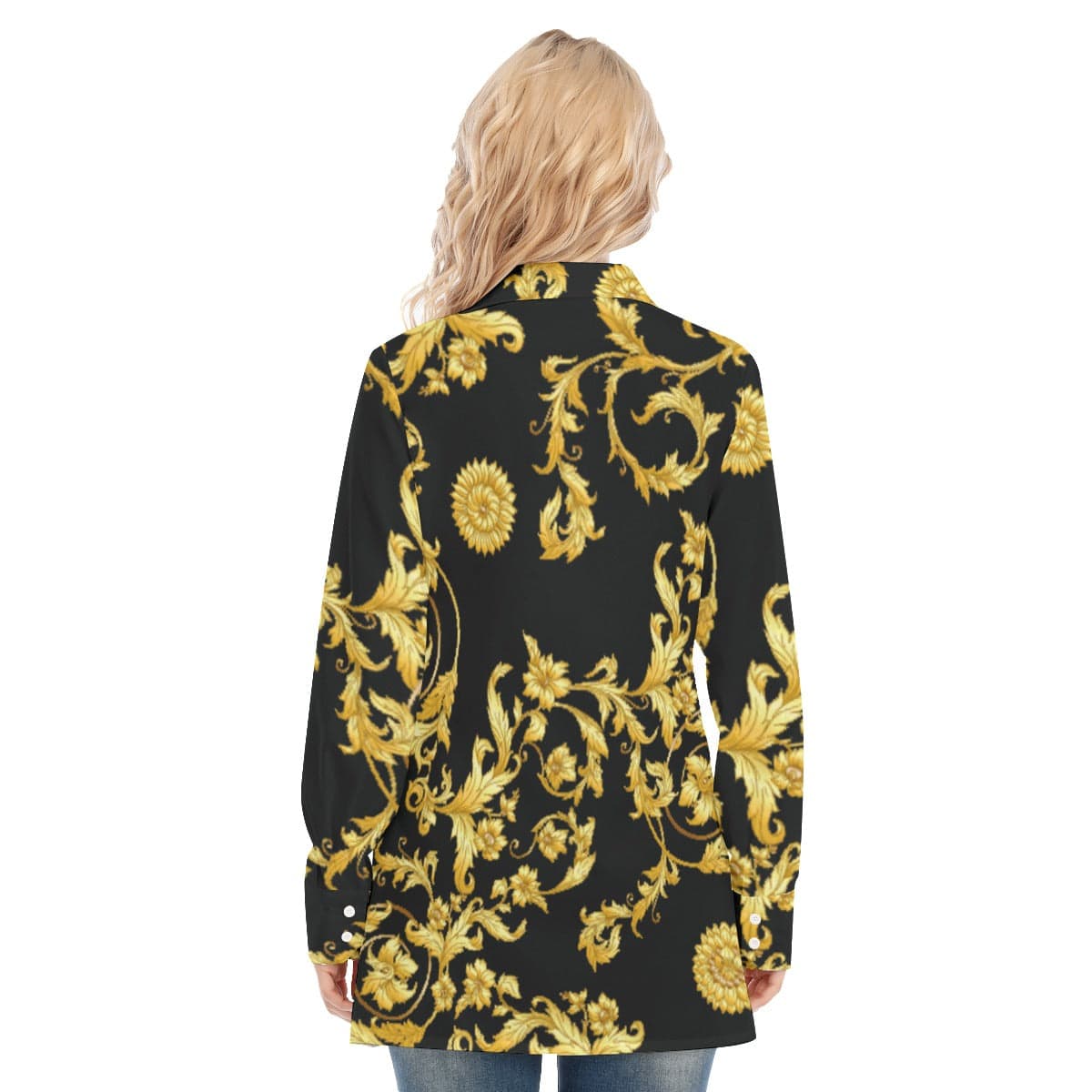 3R9FD All-Over Print Women's Long Shirt |115GSM  98% Cotton and 2% spandex