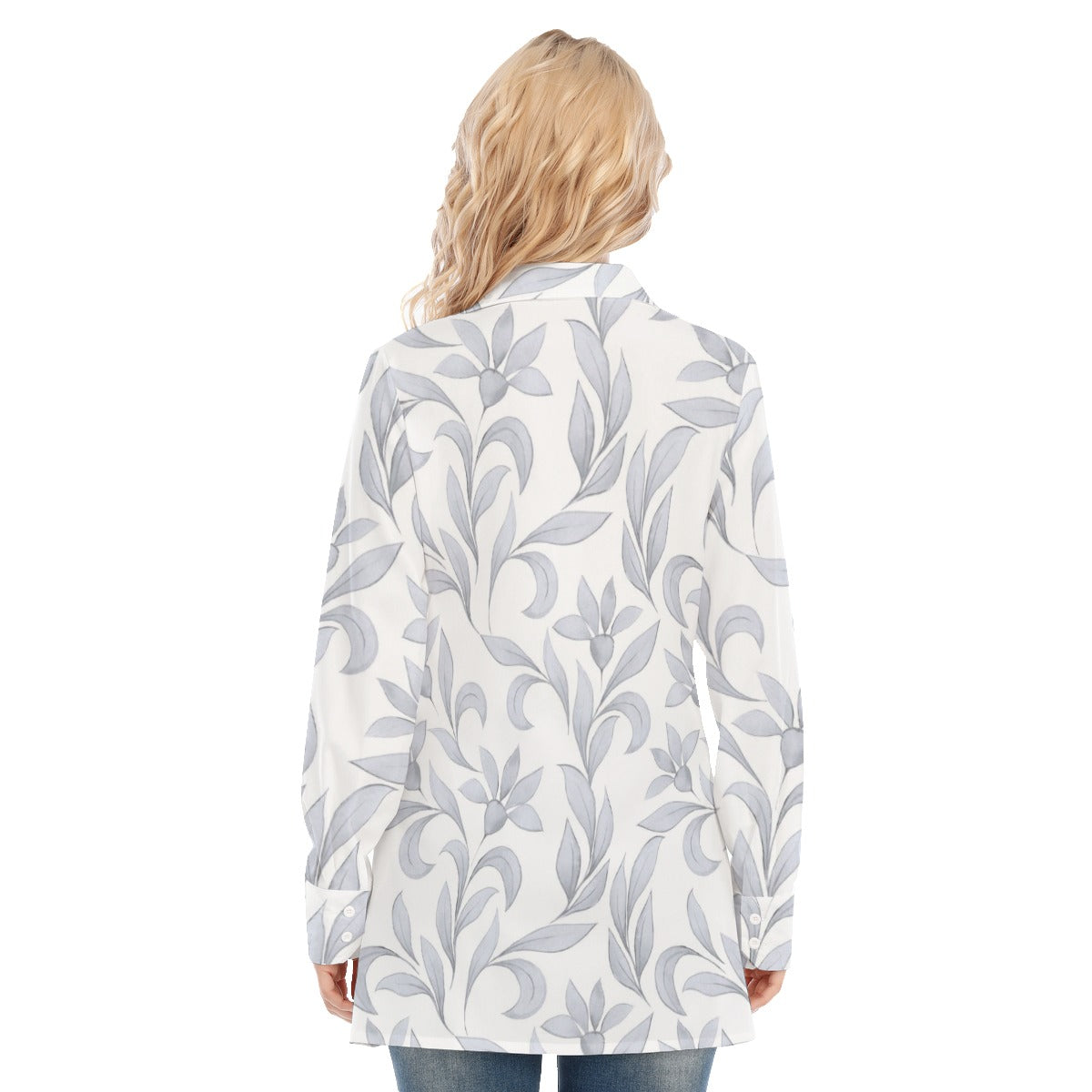 3R9FQ All-Over Print Women's Long Shirt |115GSM 98% Cotton and 2% spandex