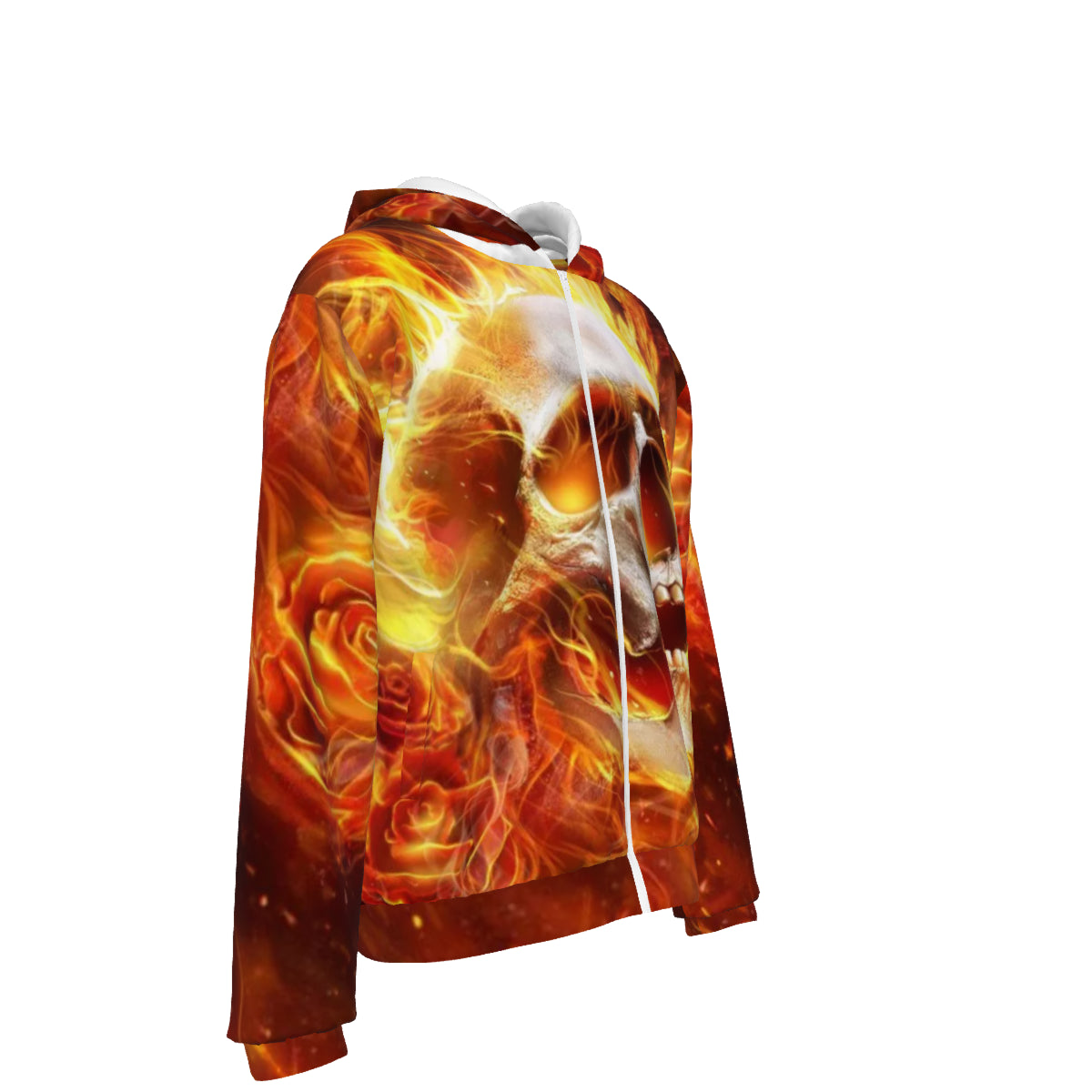 All-Over Print Unisex Heavy Fleece Zip Up Hoodie Scalp on Fire
