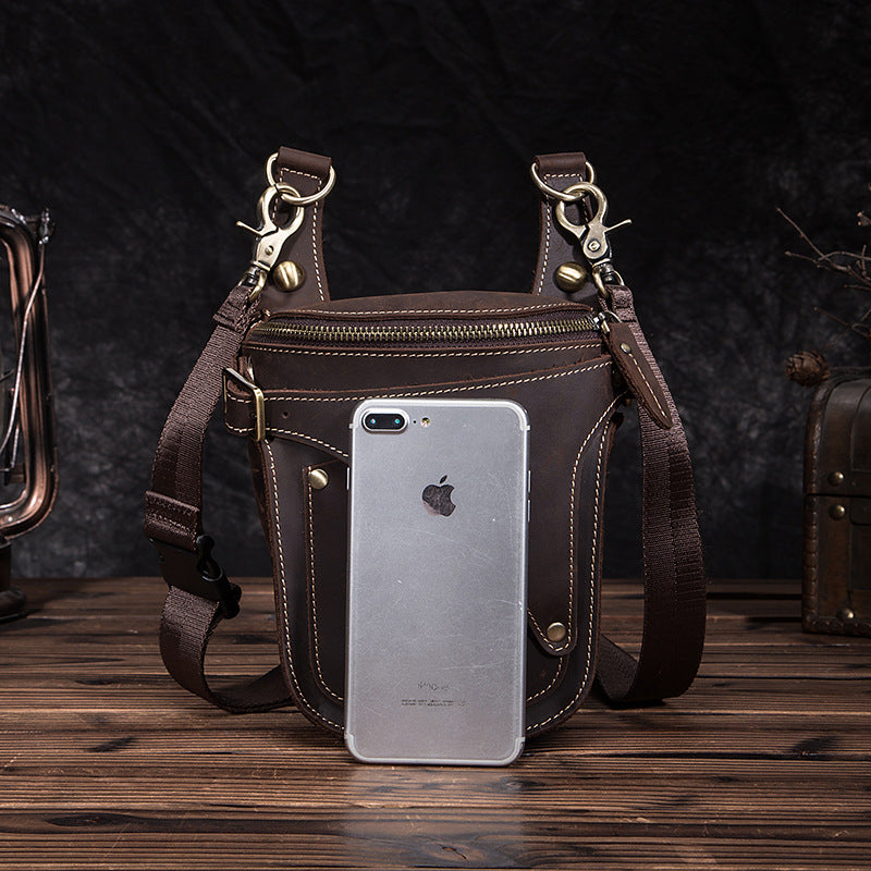 Crazy Horse Leather Small  Drop Leg Bag