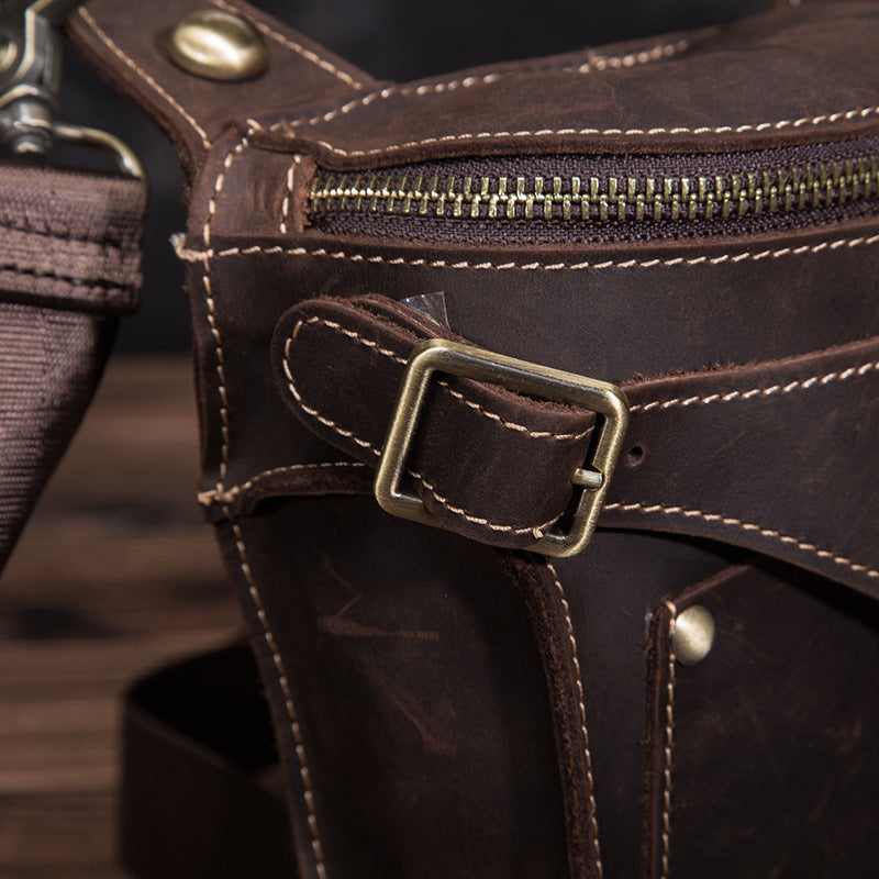 Crazy Horse Leather Small  Drop Leg Bag