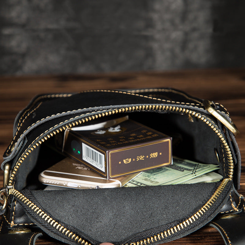 Crazy Horse Leather Small  Drop Leg Bag