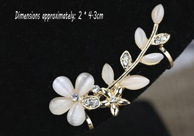 Flower Shape Rhinestone Left Ear Cuff Clip