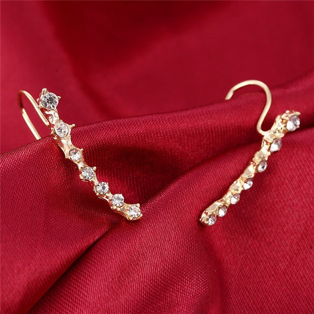 New Fashion Crystal Rhinestone Ear Cuff Wrap Stud Clip Earrings for Women