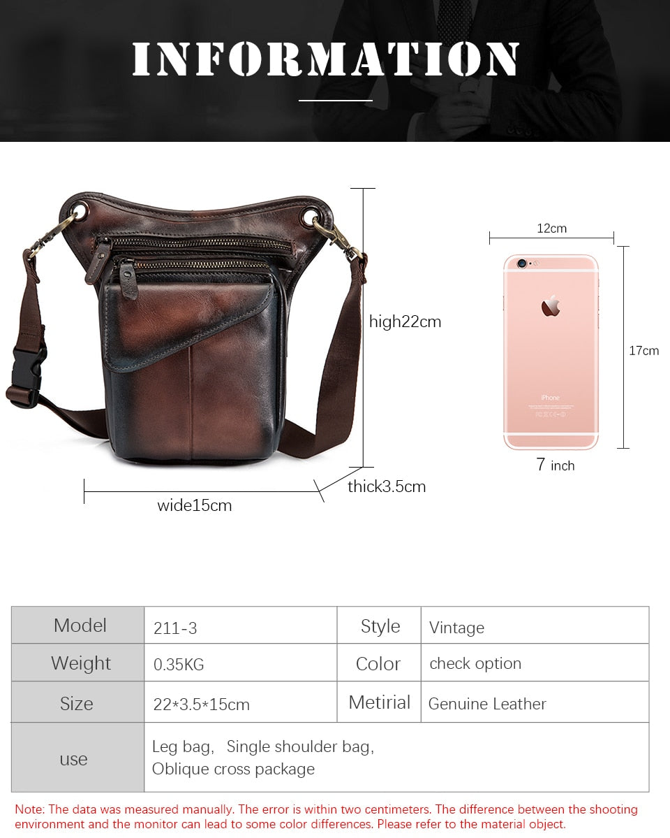 211-3-g Real Leather Drop Leg Bag 211-3-g