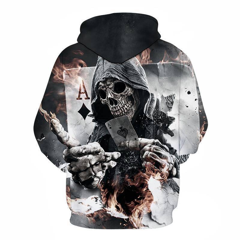3D  Skull Poker Zipped Hoodie