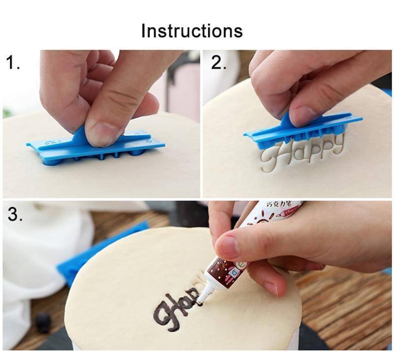 6pcs/set  Plastic Letters Mold Happy Birthday .Wishes Anniversary .