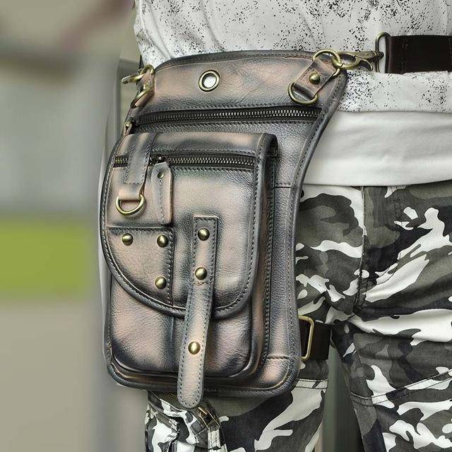 Genuine Leather Waist Drop Leg  Messenger Bag