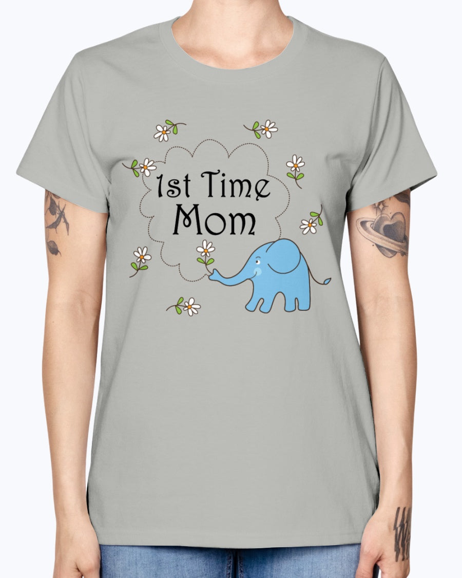 Gildan Ladies Missy T-Shirt   1st Time Mom Maternity
