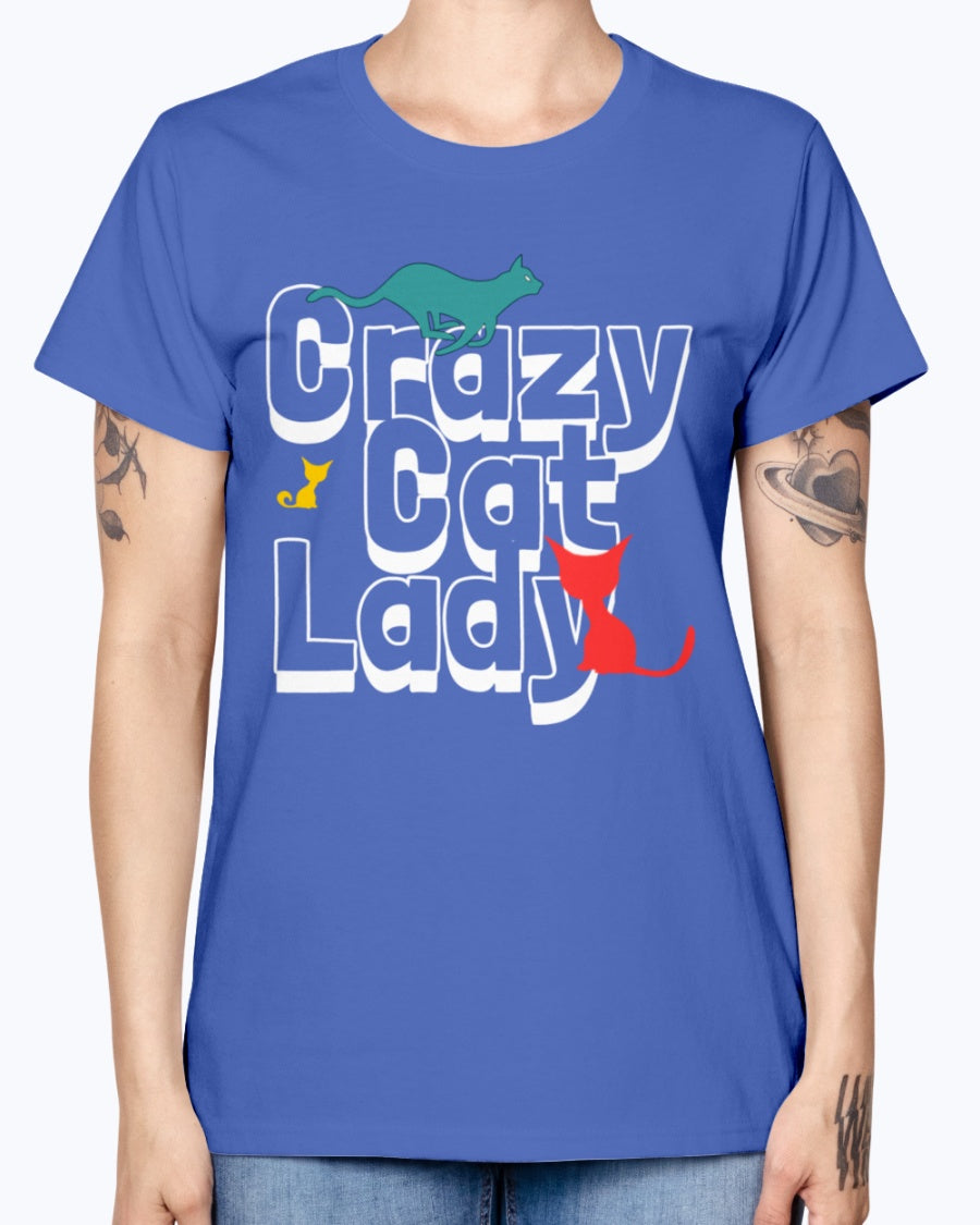 Gildan Ladies Missy T-Shirt. Crazy cat lady