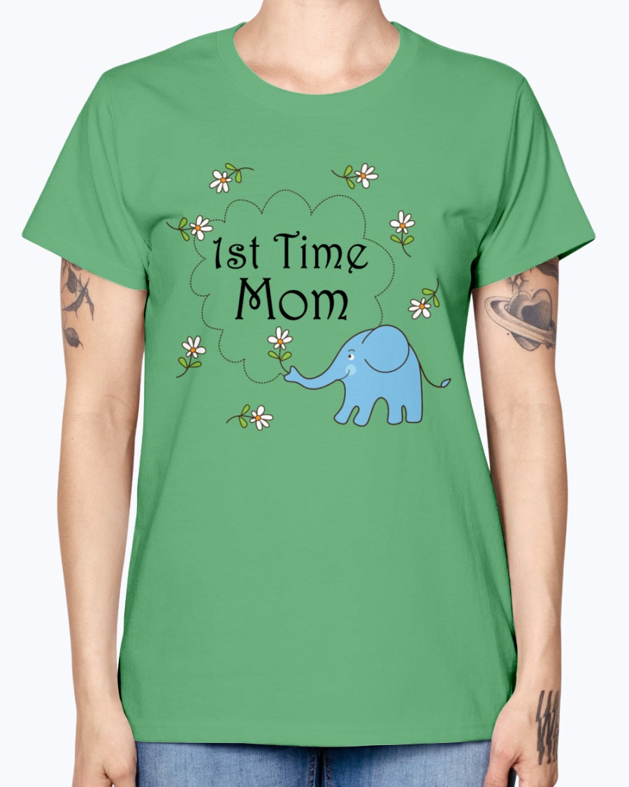 Gildan Ladies Missy T-Shirt   1st Time Mom Maternity