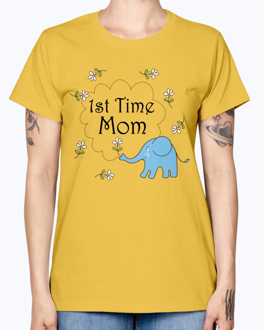 Gildan Ladies Missy T-Shirt   1st Time Mom Maternity