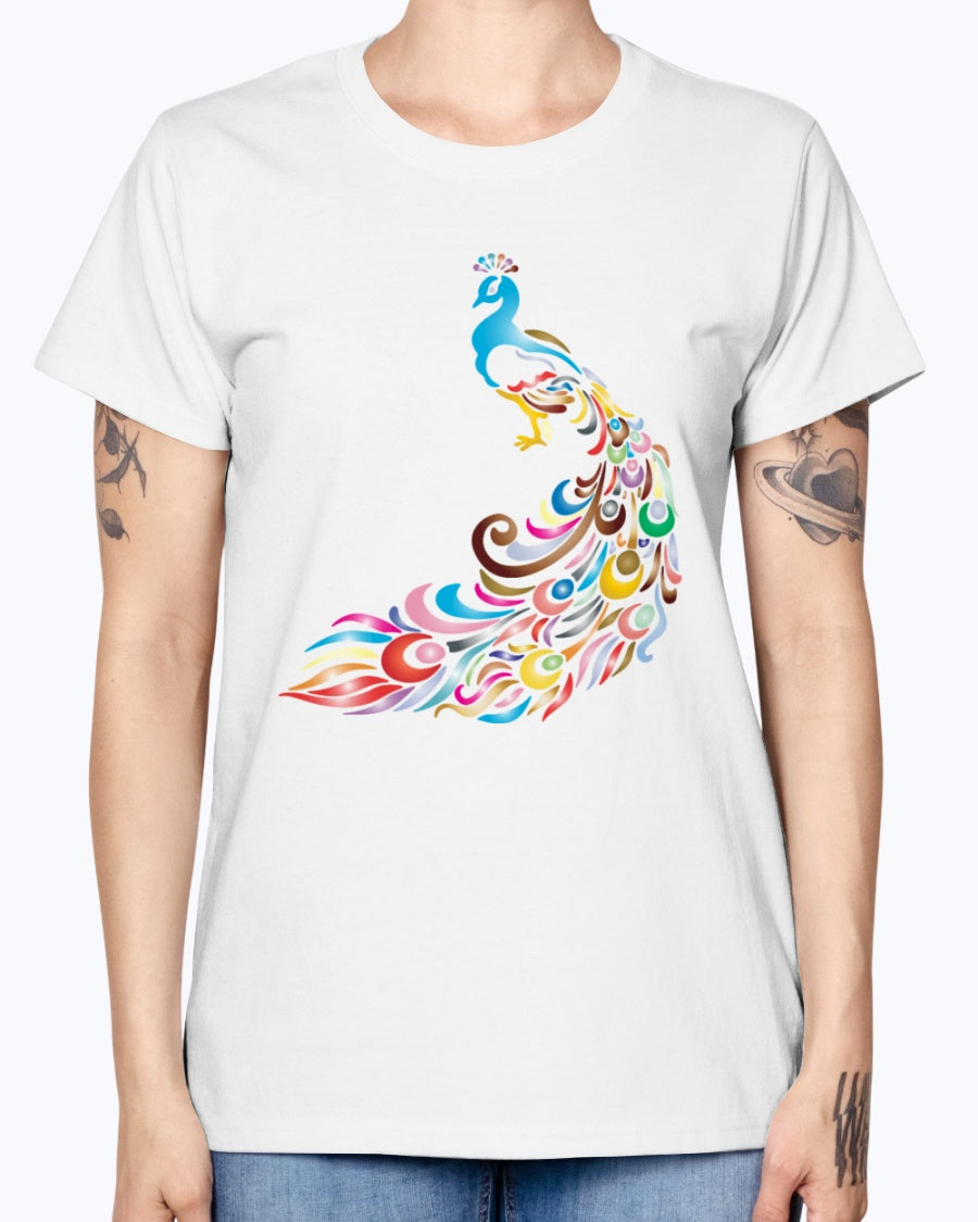 Gildan Ladies Missy T-Shirt 16 colors         Chromatic Peacock 2 No Background