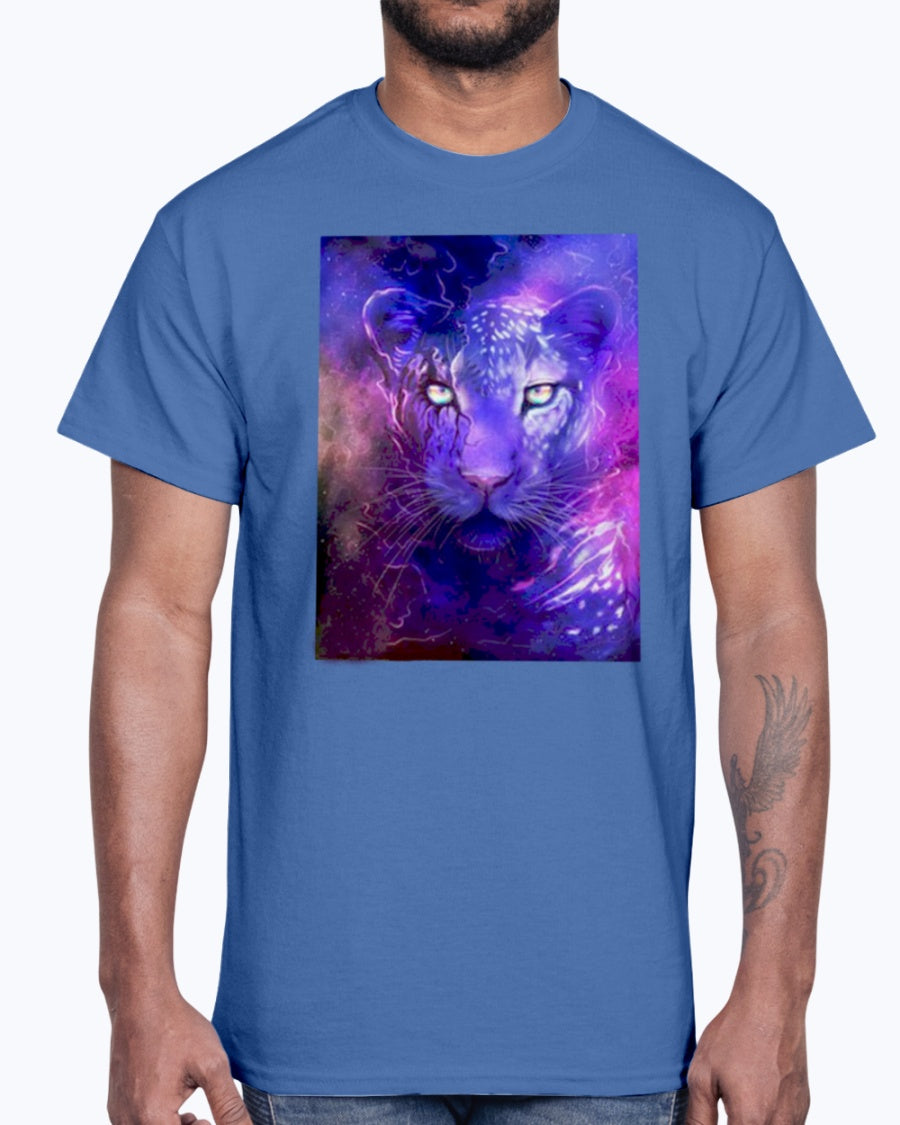 Men's Gildan Ultra Cotton T-Shirt 12 Dark colors   Glowing leopard