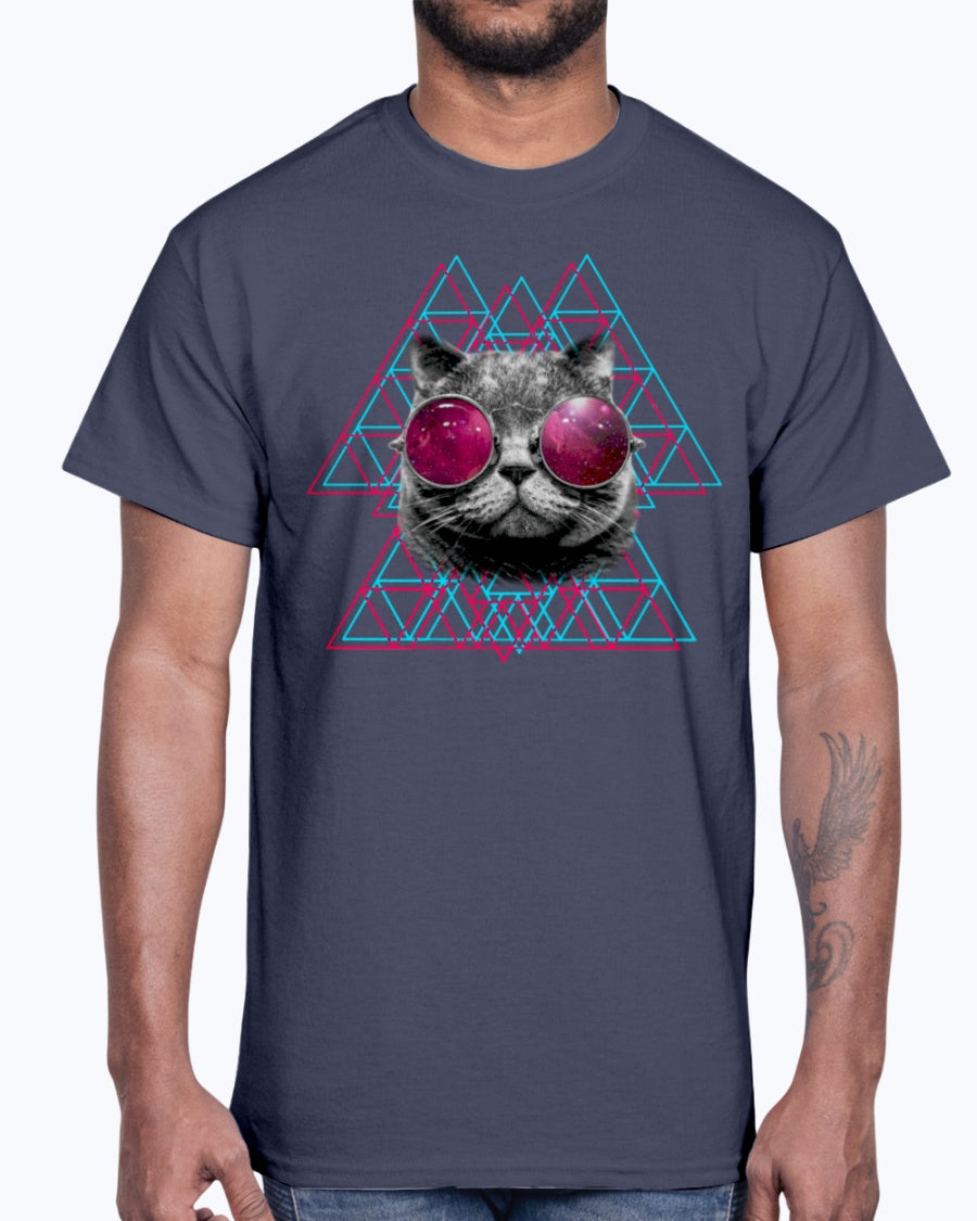 Men's Gildan Ultra Cotton T-Shirt  3D Space Cat  (Mens)