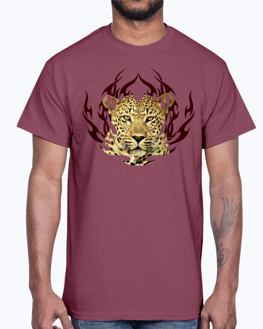 Men's Gildan Ultra Cotton T-Shirt 12 Dark colors.  Leopard