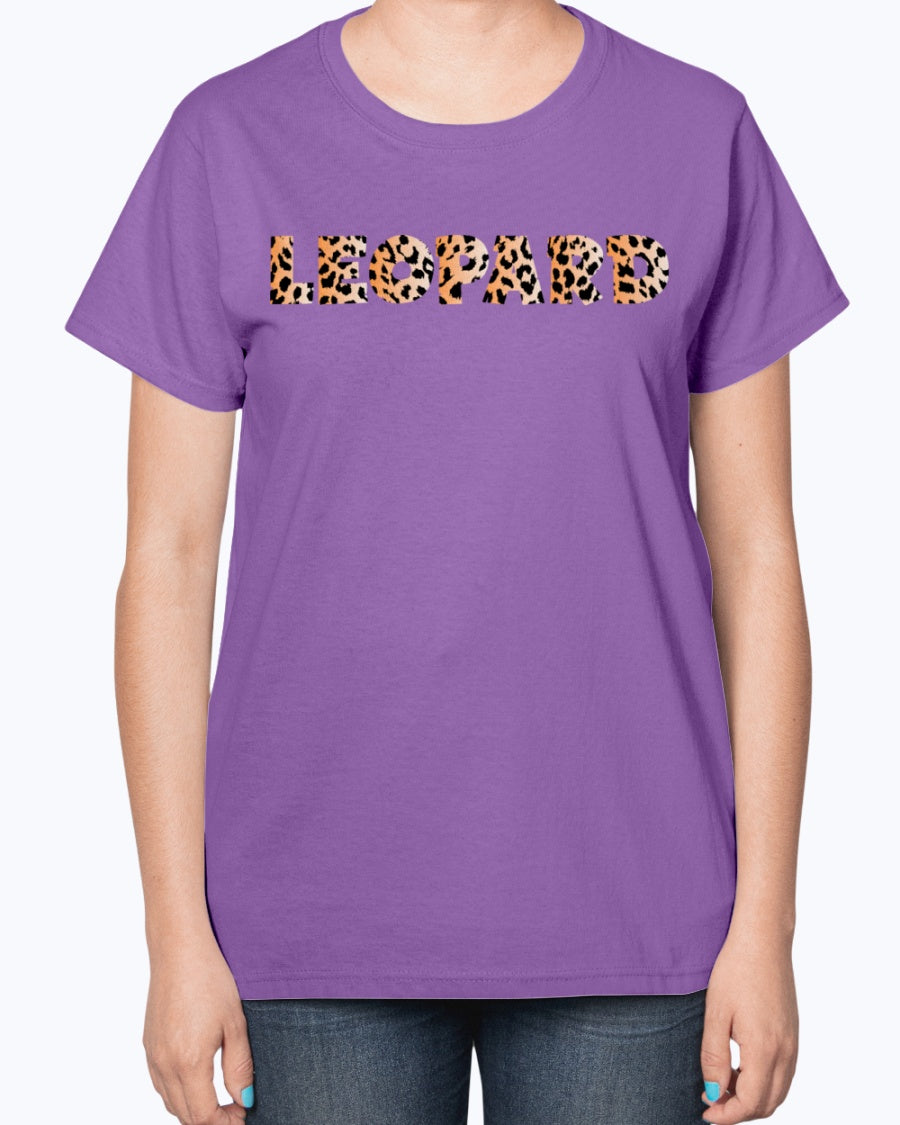 Gildan 2000L Ultra Cotton Ladies T-Shirt 13 colors Dark. Leopard Typography 2