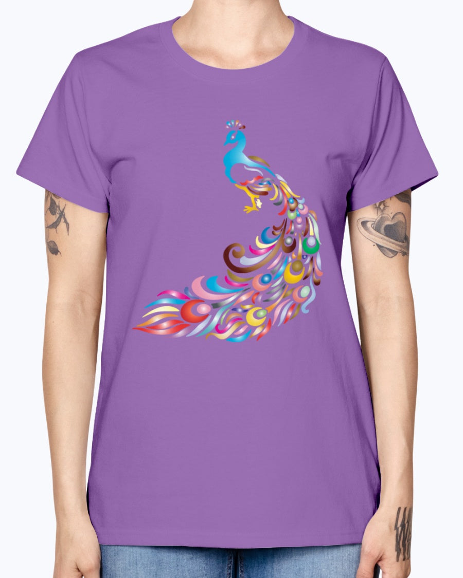 Gildan Ladies Missy T-Shirt 16 colors         Chromatic Peacock 2 No Background