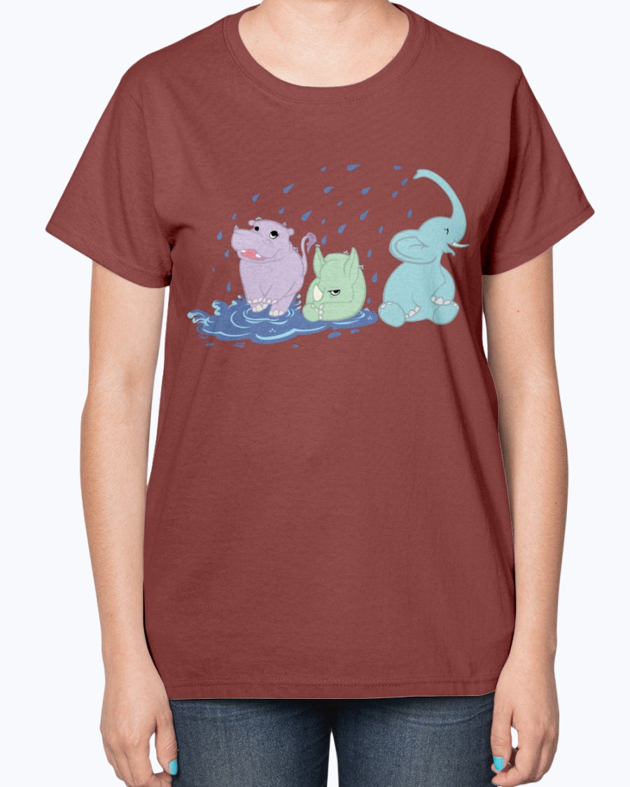 Gildan 2000L Ultra Cotton Ladies T-Shirt 13 colors Dark.  Puddle Pachyderms