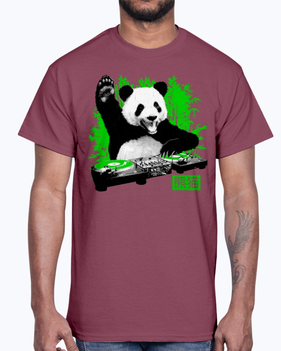 Men's Gildan Ultra Cotton T-Shirt  DJ Panda (vintage distressed look)