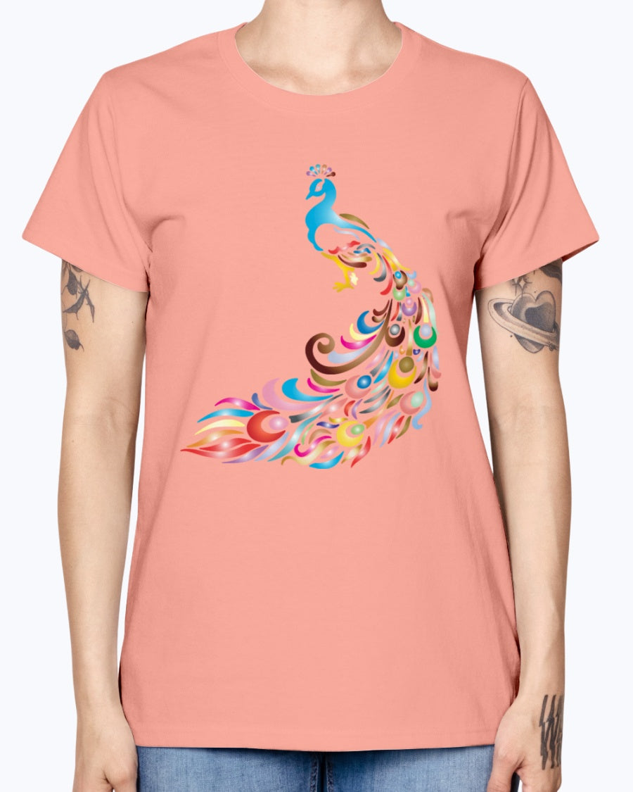 Gildan Ladies Missy T-Shirt 16 colors         Chromatic Peacock 2 No Background