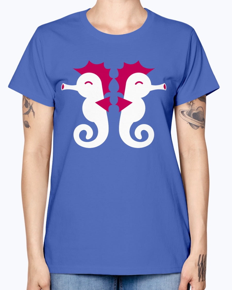 Gildan Ladies Missy T-Shirt  Double cute little seahorses
