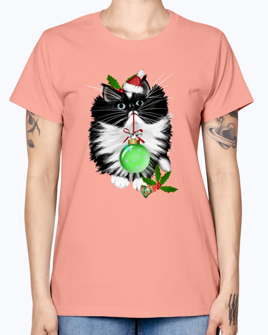 Gildan Ladies Missy T-Shirt. A Tuxedo Merry Christmas