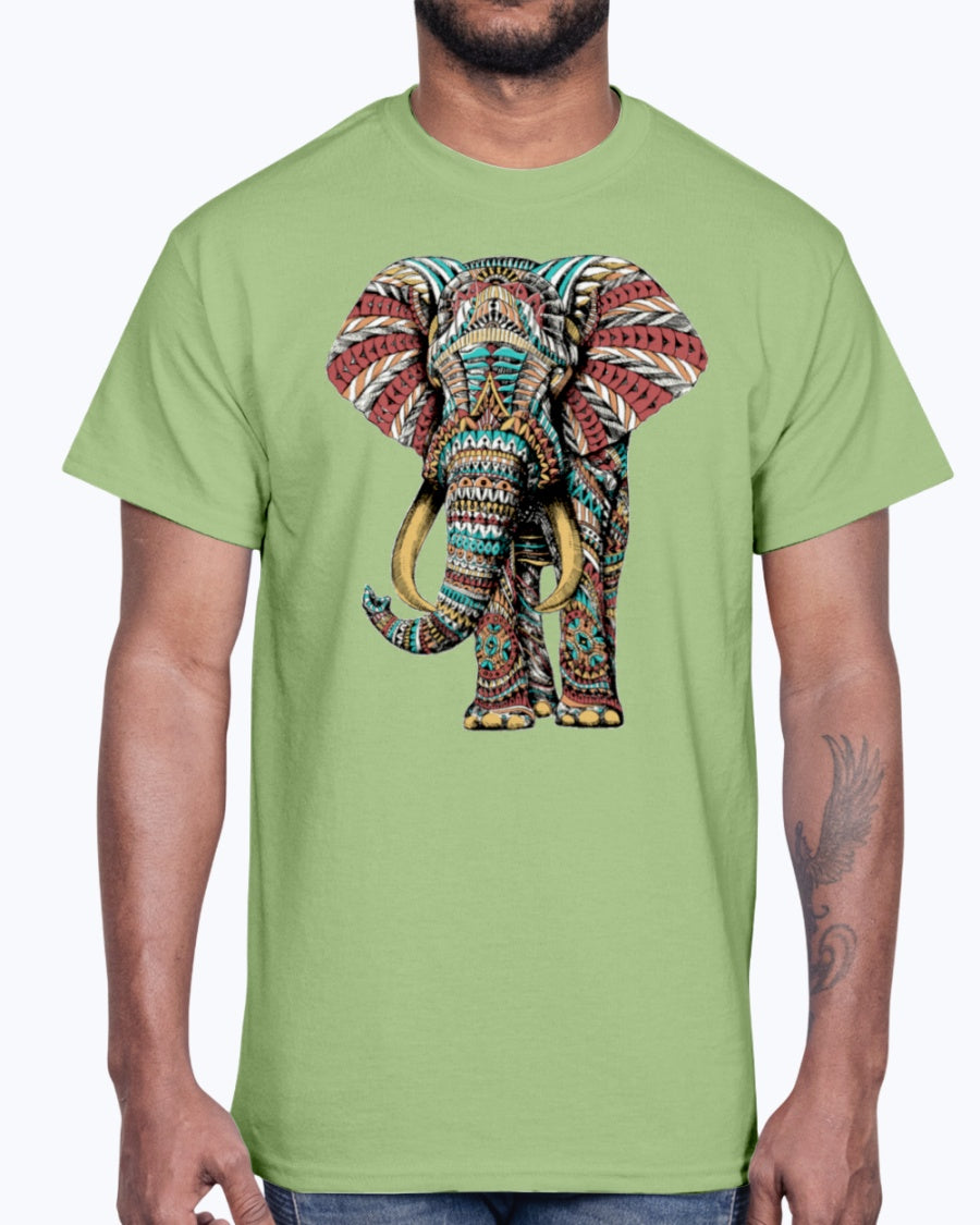 Men's Gildan Ultra Cotton T-Shirt Light coloros. Ornate Elephant Color Version