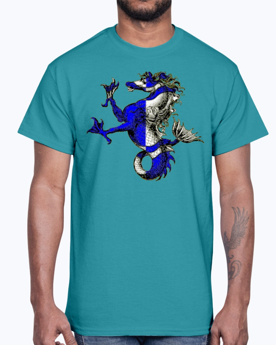 Men's Gildan Ultra Cotton T-Shirt .Atlantia heraldic seahorse