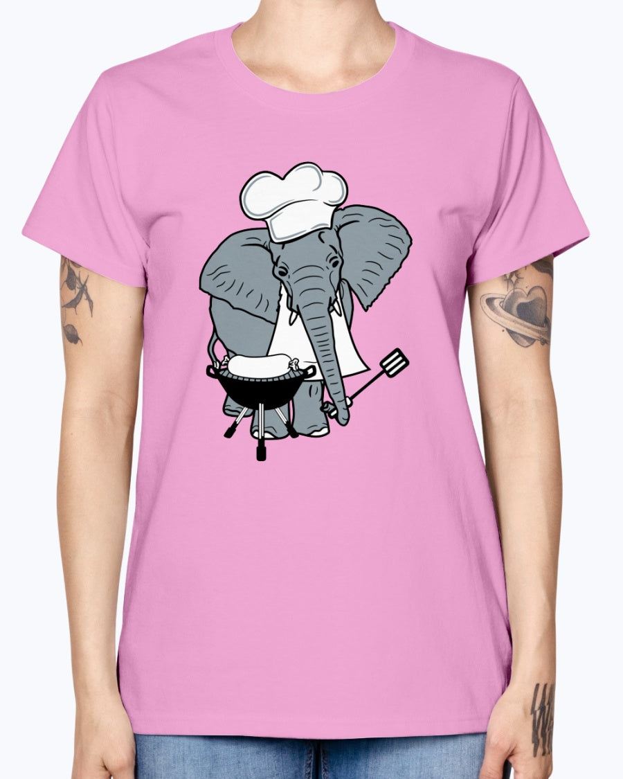 Gildan Ladies Missy T-Shirt   Cook,  grill,  hat, elephant