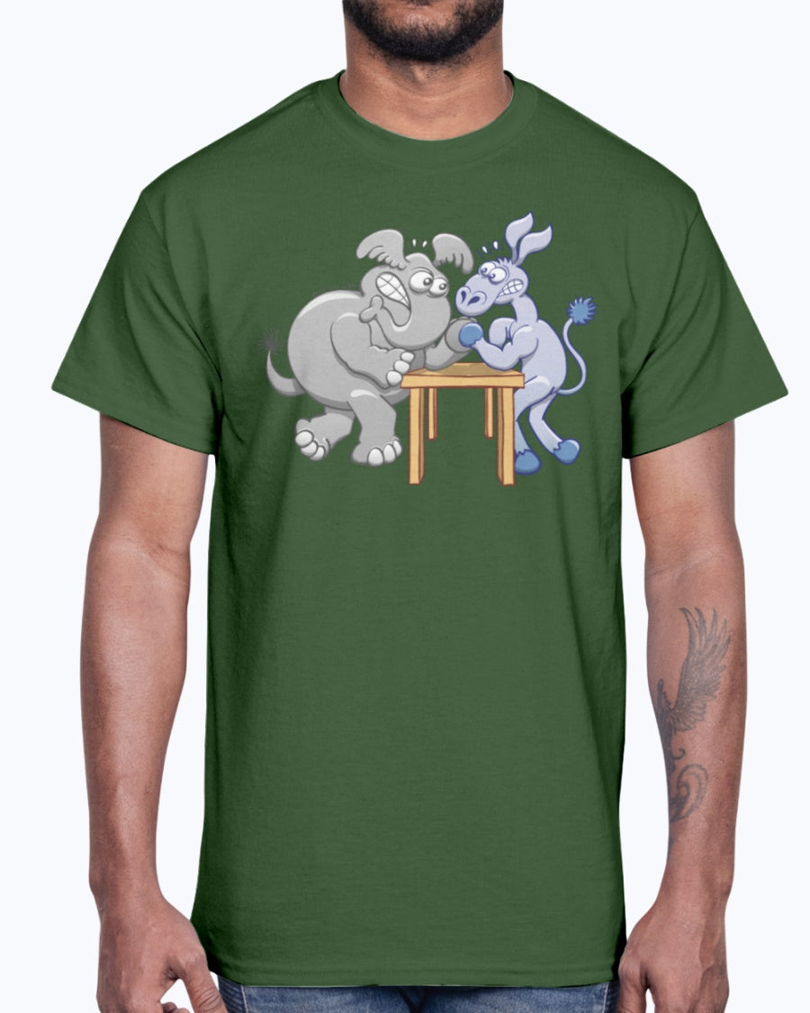 Men's Gildan Ultra Cotton T-Shirt   Arm Wrestling Donkey vs Elephant Mugs & Drinkware