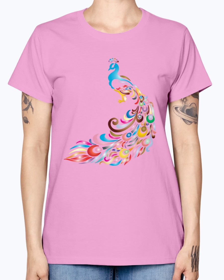 Gildan Ladies Missy T-Shirt 16 colors         Chromatic Peacock 2 No Background
