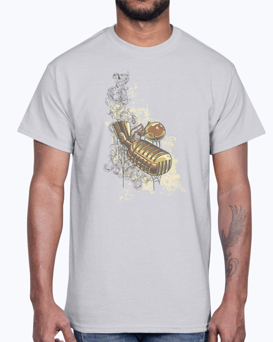 Men's Gildan Ultra Cotton T-Shirt 11 Light coloros       Golden microphone,  design-683
