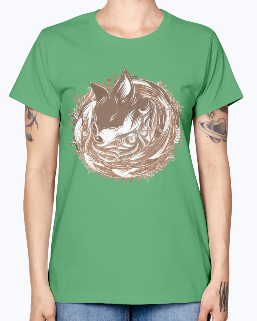 Gildan Ladies Missy T-Shirt 16 colors  A fox at the Burrow