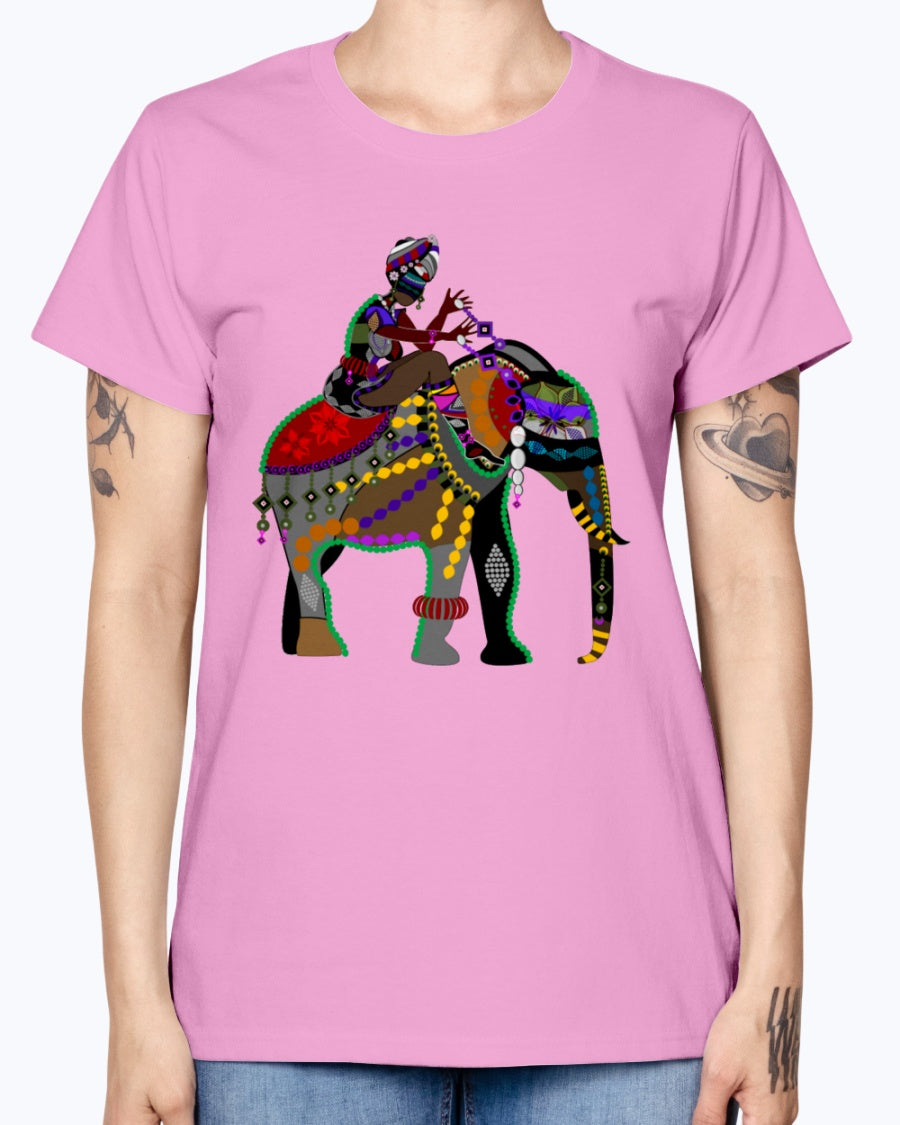 Gildan Ladies Missy T-Shirt  Africa elephant art