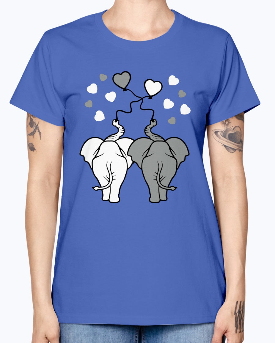 Gildan Ladies Missy T-Shirt  Asphalt elephants in love