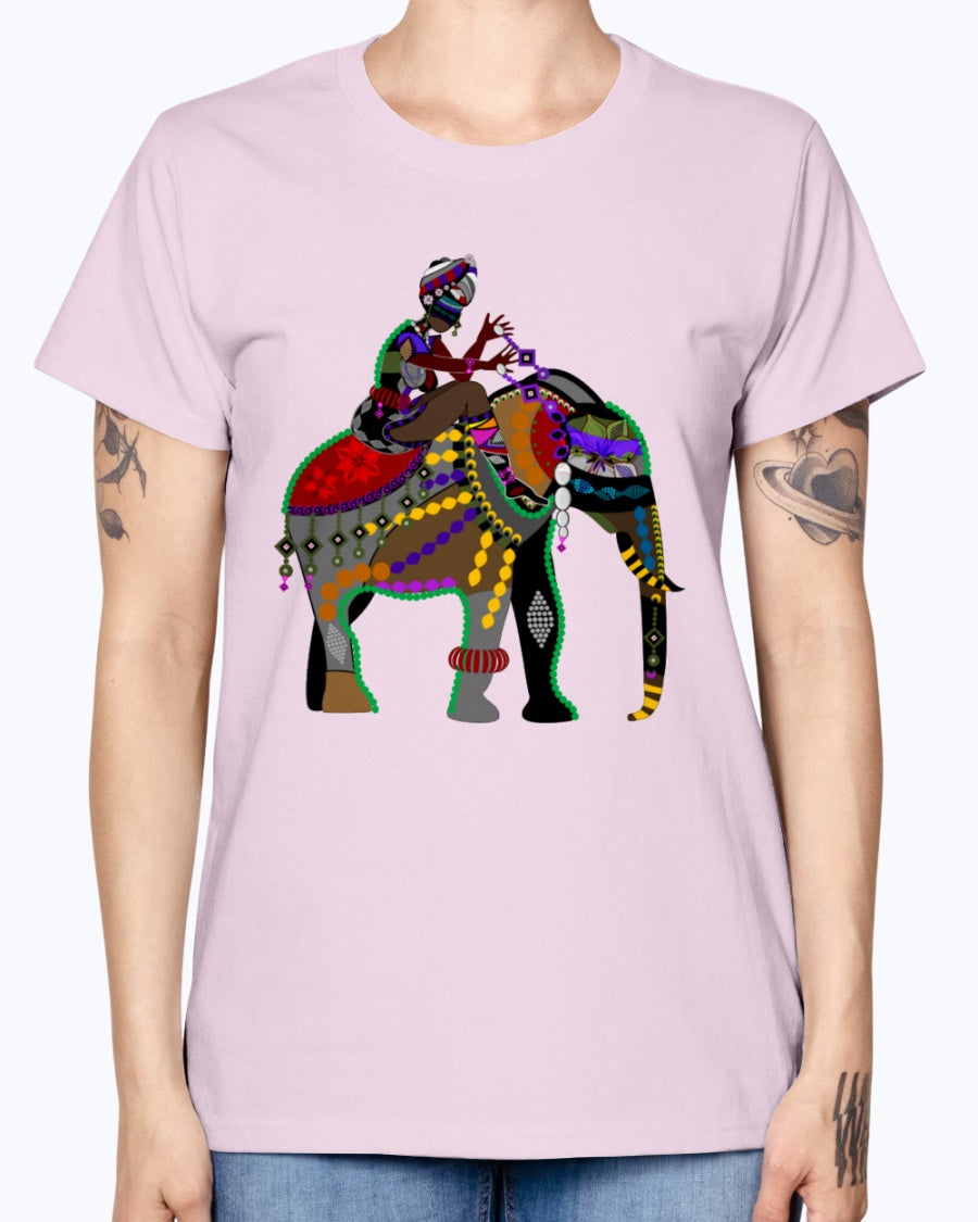 Gildan Ladies Missy T-Shirt  Africa elephant art