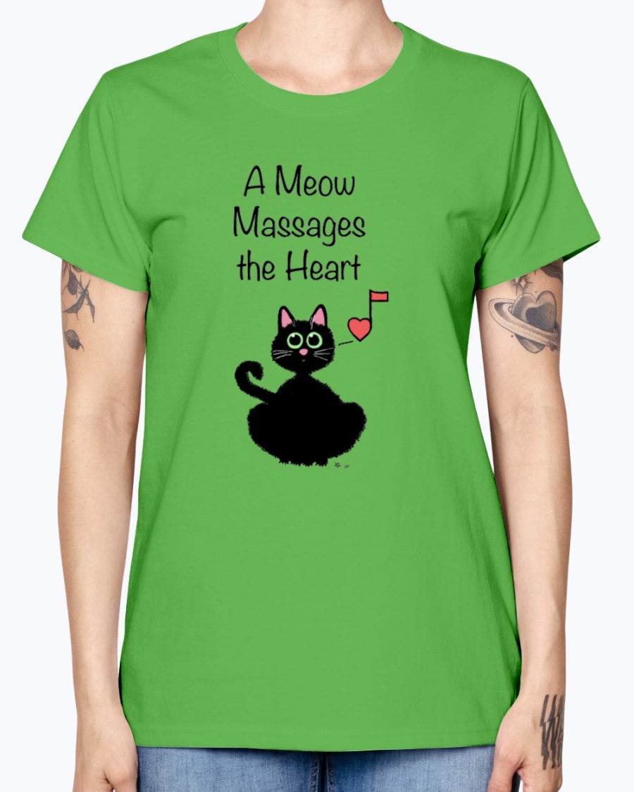 Gildan Ladies Missy T-Shirt    A Meow Massages the Heart